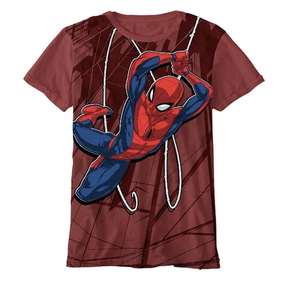 NEW Marvel Spider-Man Red Graphic Print T-Shirt Boys L